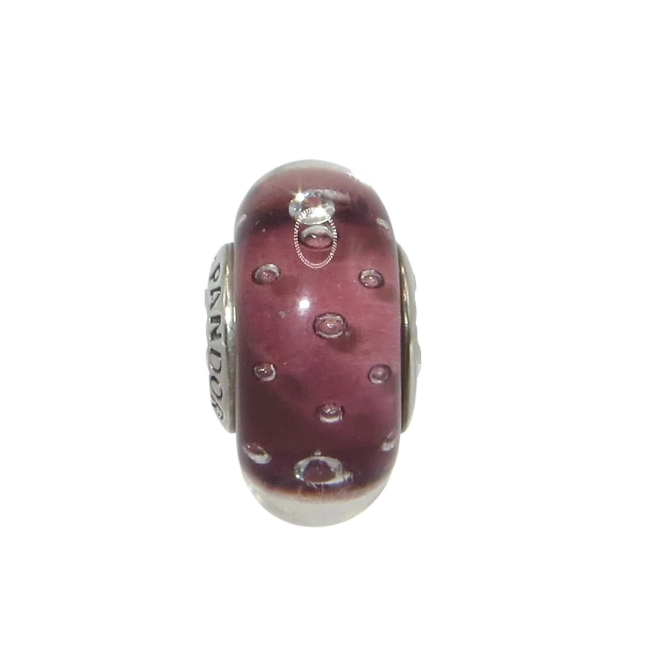 Pandora Effervescence Purple CZ Murano Glass & SS .925 Charm 791616
