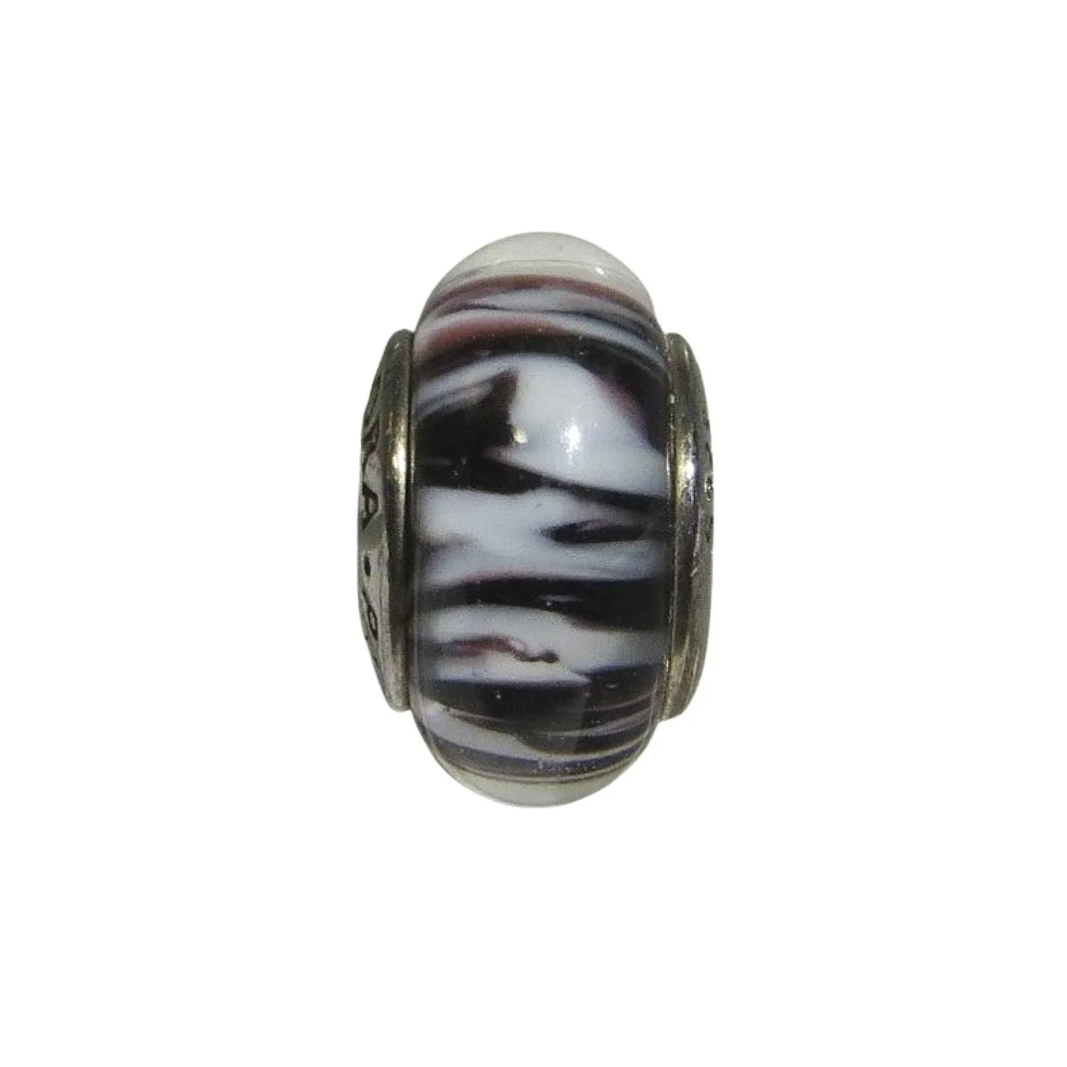 Pandora Zebra Black & White Striped Murano Glass & SS .925 Charm 790938