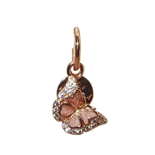 Pandora Butterfly One of a Kind 14k Rose Gold Plated Clear CZ Dangle Charm 1203148XP