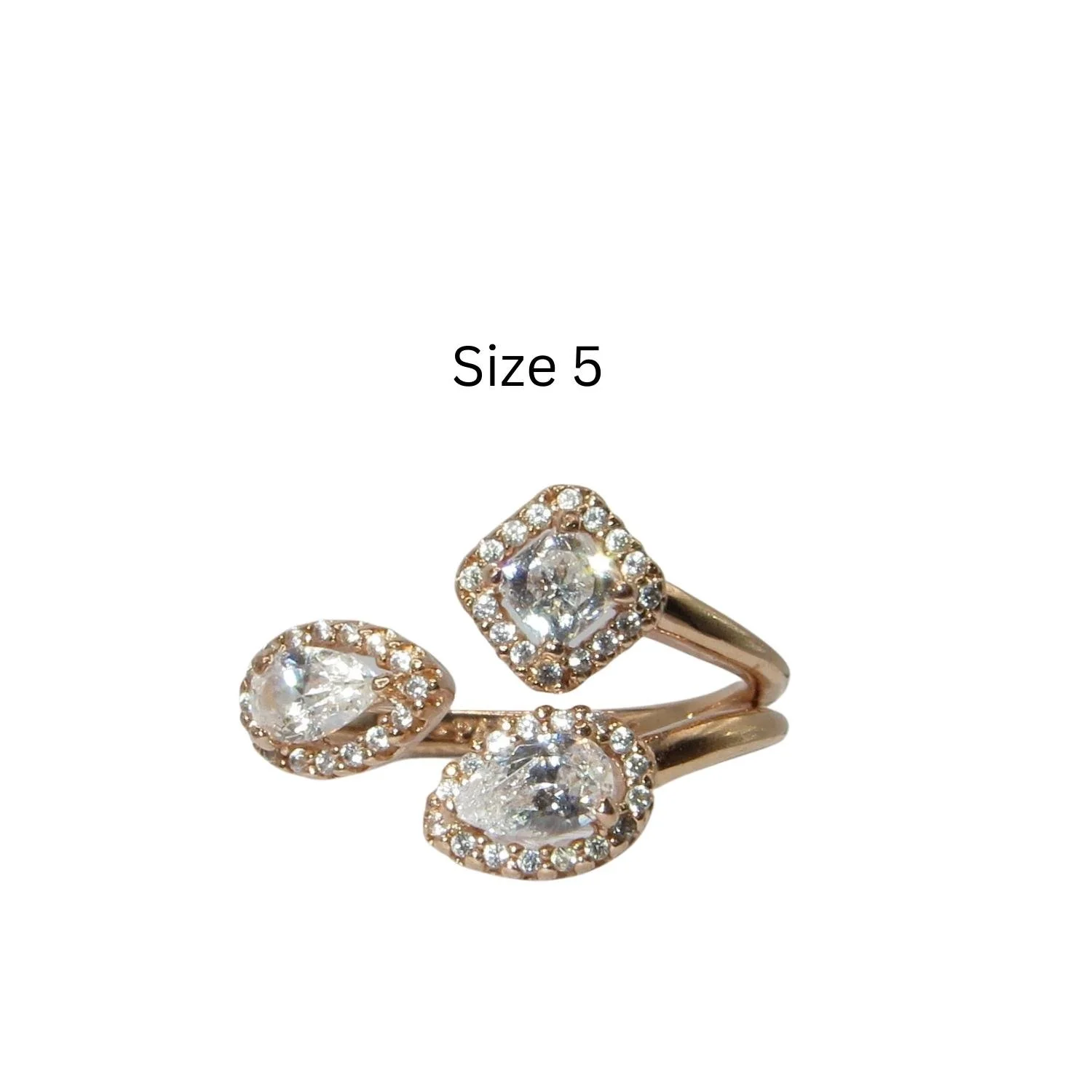 Pandora Geometric Shapes Ring Size 5 Clear CZ & Rose Gold Plated Sterling Silver .925 188494C01