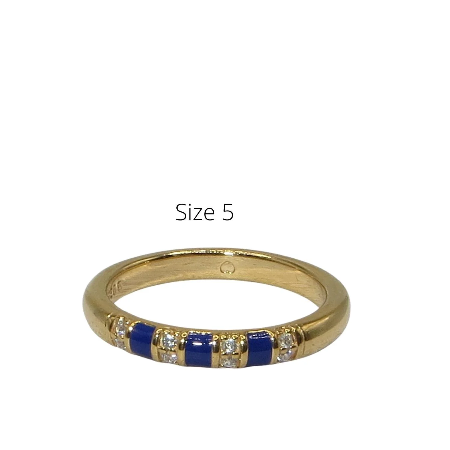 Pandora Exotic Stones & Stripes Size 5 .925 Blue Enamel Clear CZ Stacking Ring 168052CZ