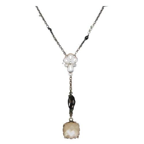 Pandora Very Rare!!!!  Elegant Sincerity Mother of Pearl SS .925 & Black Zirconia Necklace 590318MP48