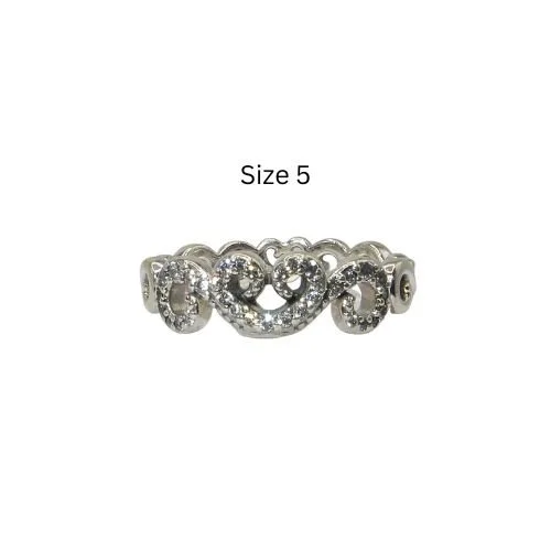 Pandora Hearts Swirl Stacking Ring Size 5 Clear CZ & Sterling Silver .925 197117CZ