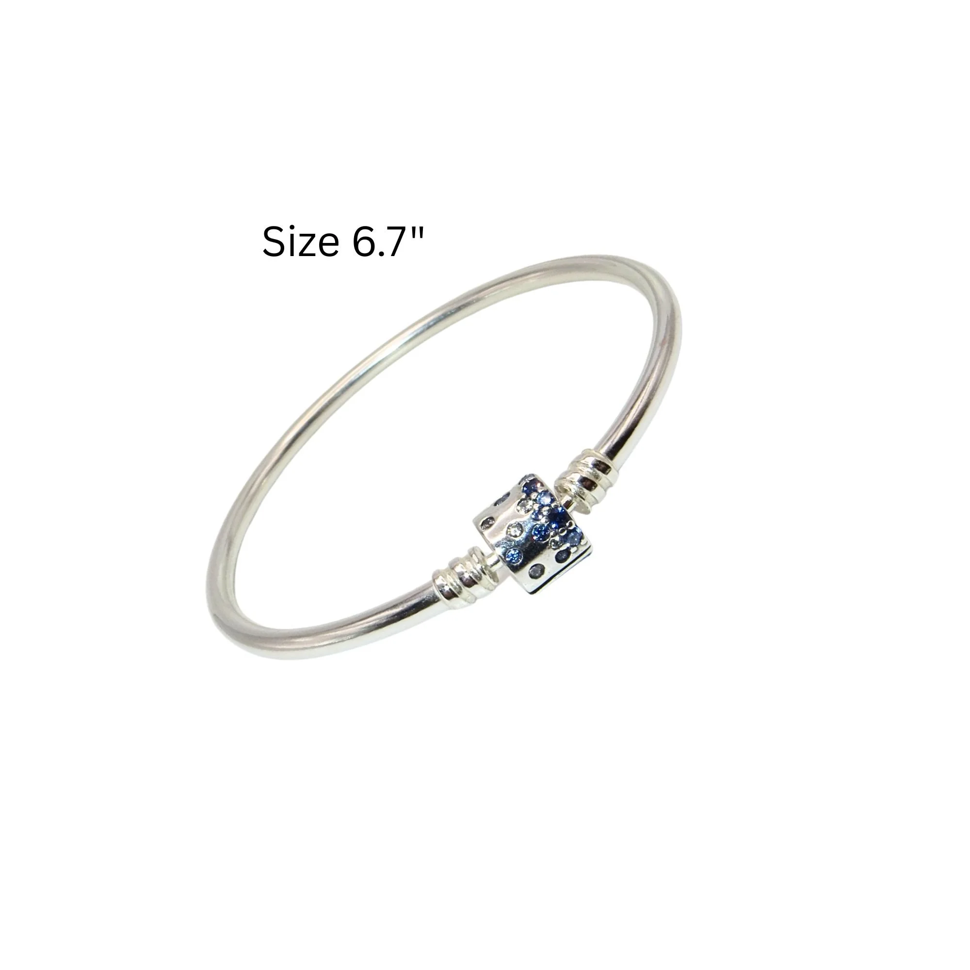 Pandora Bangle Blue CZ Christmas Edition 2025	593930C01 SS .925 Charm Bracelet Size 6.7"