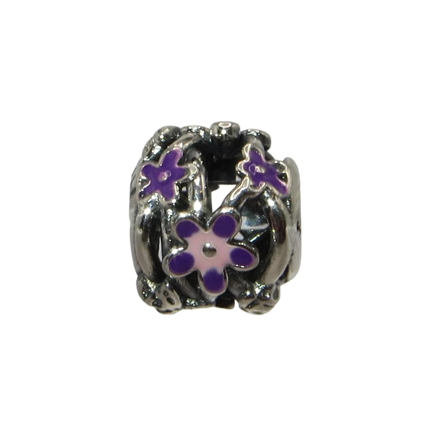 Pandora Purple Daisies Openwork Enamel and Sterling Silver Charm 798772C02