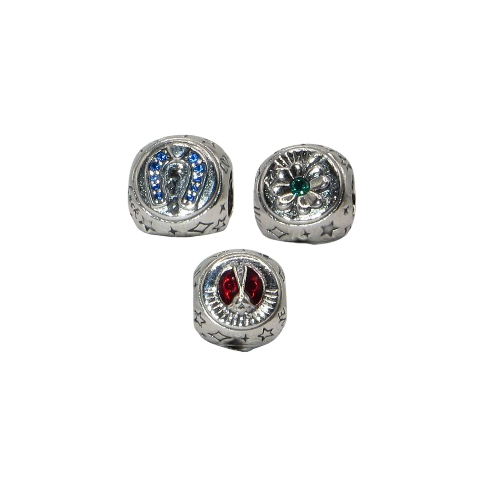 Pandora Clover Horseshoe & Lady Bug God Luck SS .925 Charm 790100C01