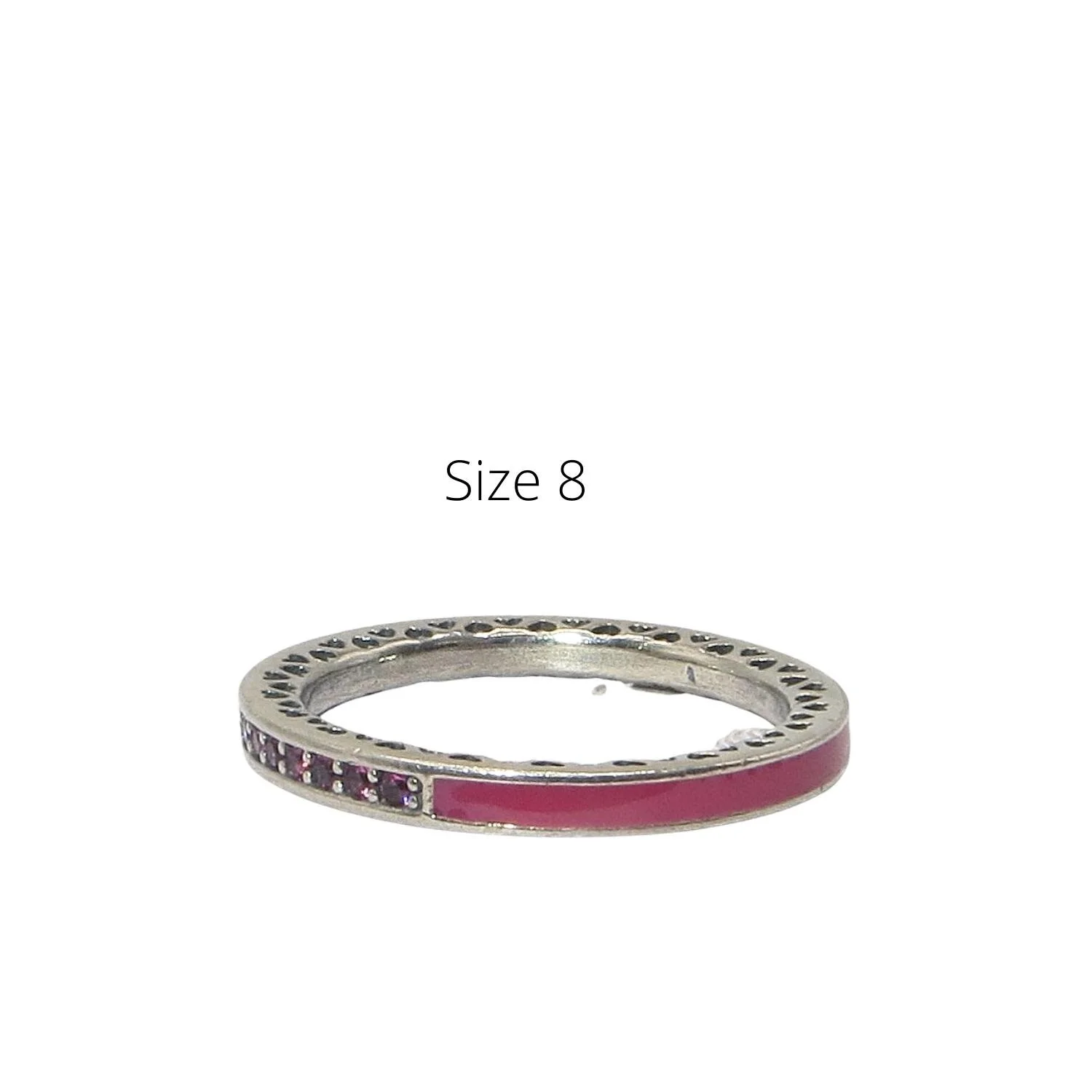 Pandora Hearts of Pandora Size 8 Orchid Pink SS .925 Enamel CZ Stacking Ring 191011NCC