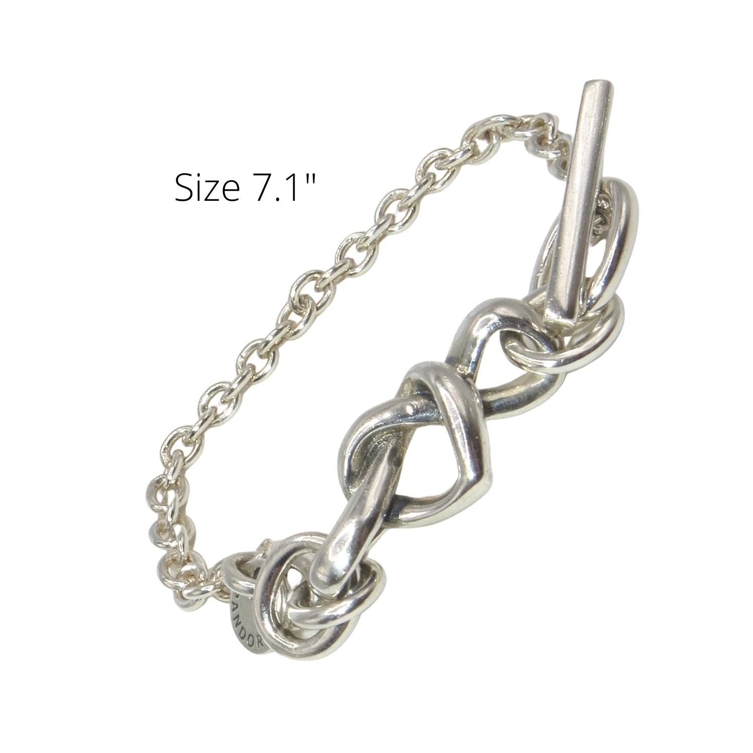 Pandora Knotted Hearts Bracelet 598100 SS .925 Size 7.1" Toggle Closure