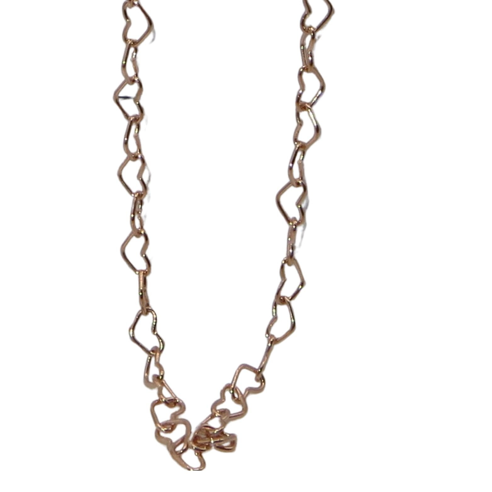 Pandora Joined Hearts ROSE Gold Plated Sterling Necklace 23.6" 387961-60