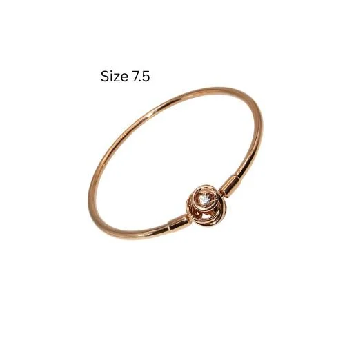 Pandora Encircled Clasp Clear CZ Rose Gold Plated SS .925 Charm Bracelet Size 7.5" 583230C01