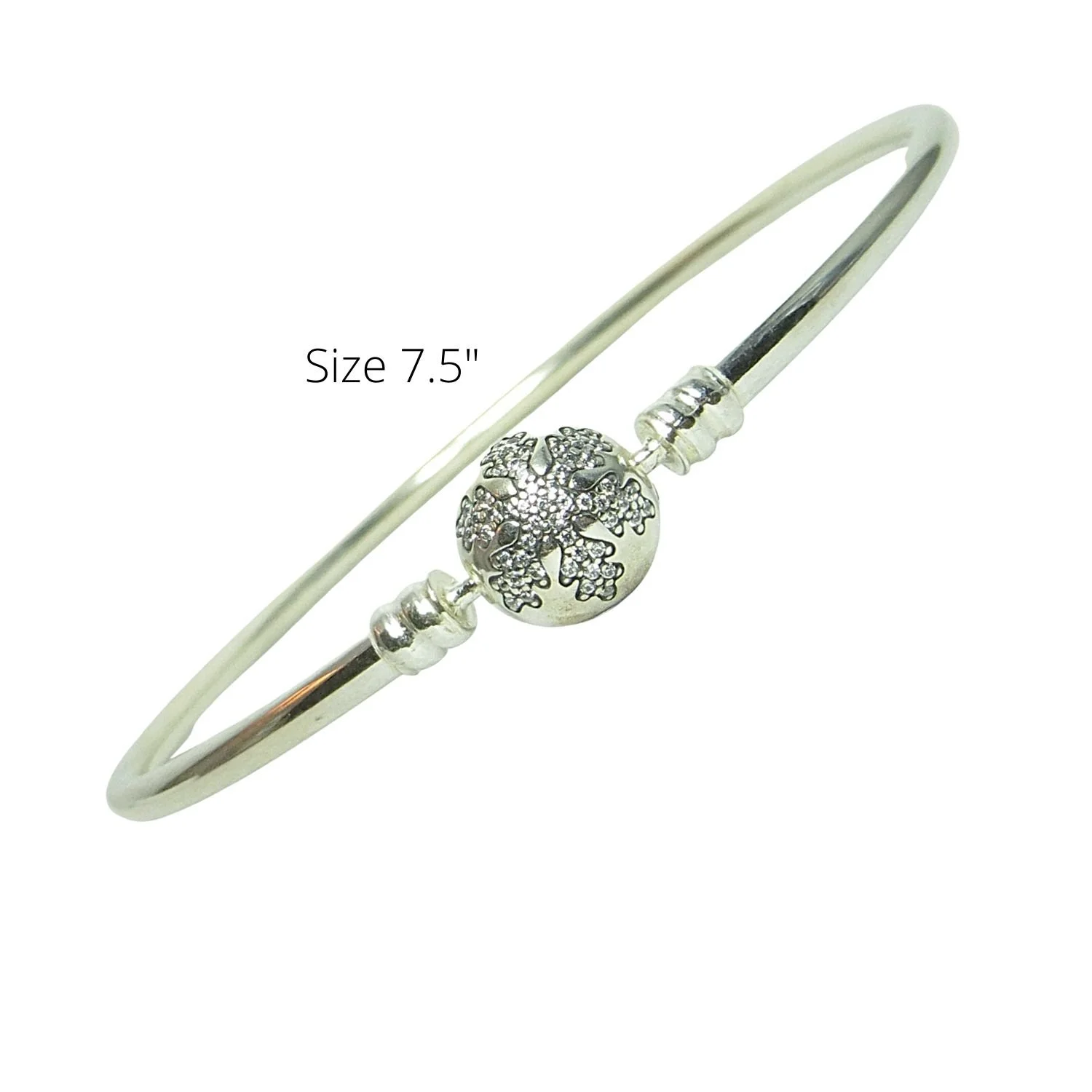 Pandora Bangle Snowflake 'Unique As You Are' Charm Bracelet Ltd Ed Size 7.5" SS .925 590740CZ