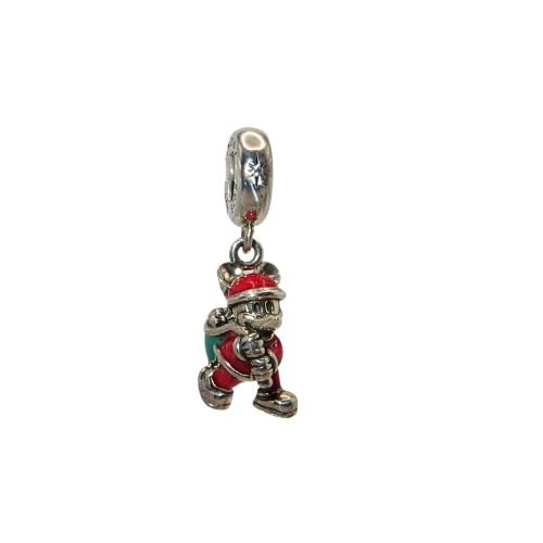 Pandora Christmas Disney Mickey Mouse Santa w/Sack of Presents SS .925 Charm 797501ENMX