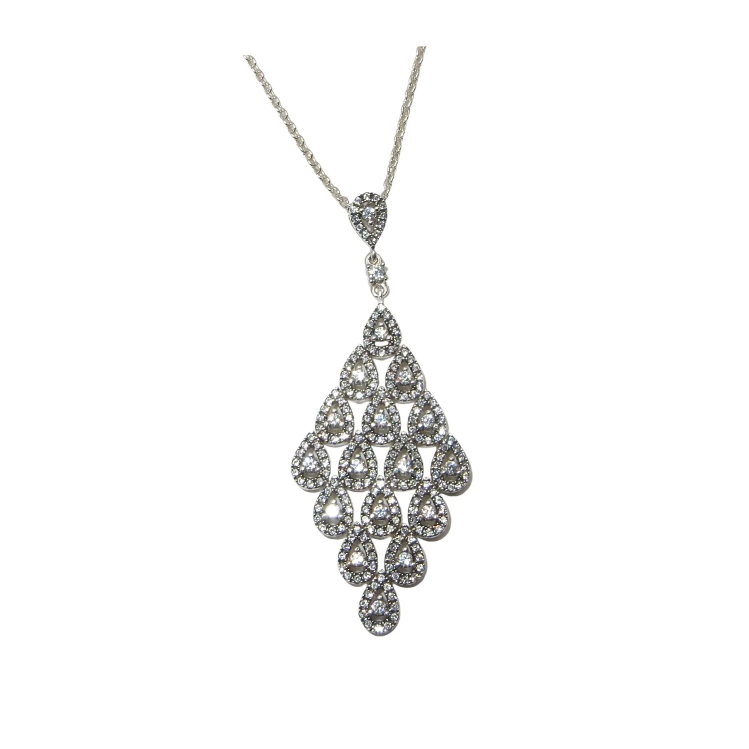 Pandora Cascading Glamour Clear CZ and SS .925 Pendant Necklace 396262CZ-80 31.50