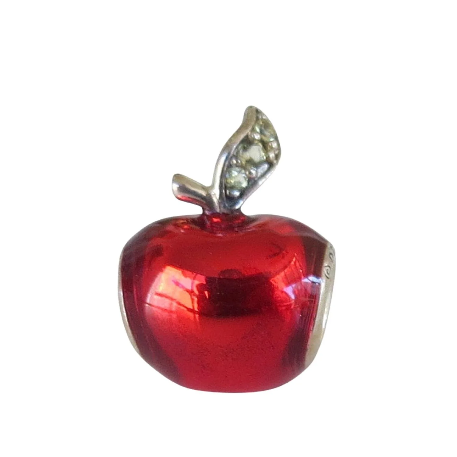 Pandora Disney Snow White Red Apple Enamel Green CZ & SS .925 Charm 791572EN73