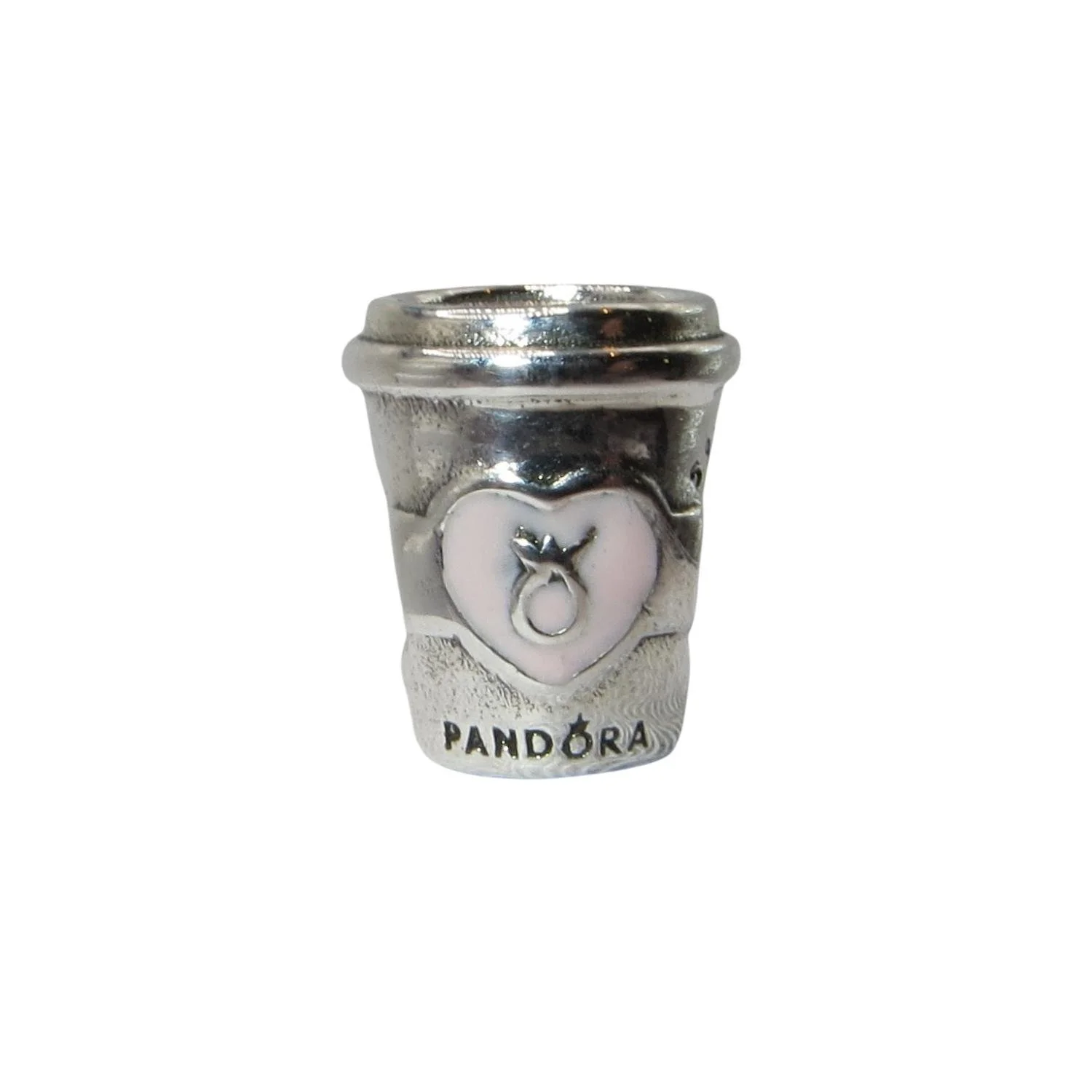 Pandora Drink To Go Coffee Cup Enamel Clear CZ & SS .925 Charm 797185EN160