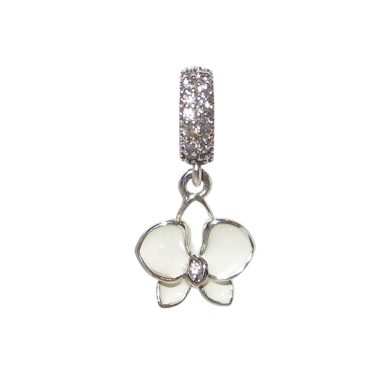 Pandora Radiant Orchid Creamy White Enamel Purple CZ & .925 Dangle Charm 791554EN12