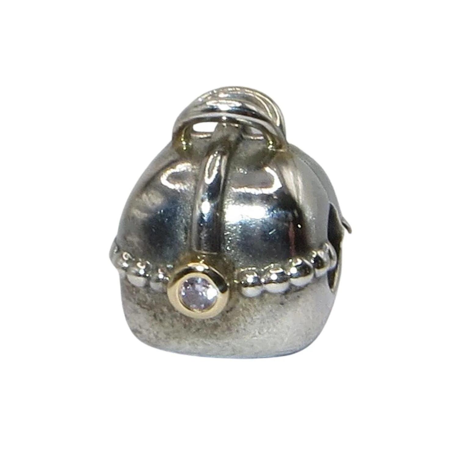 Pandora Purse Handbag 14k Gold CZ & Sterling Silver .925 Clip Charm 790597ACZ