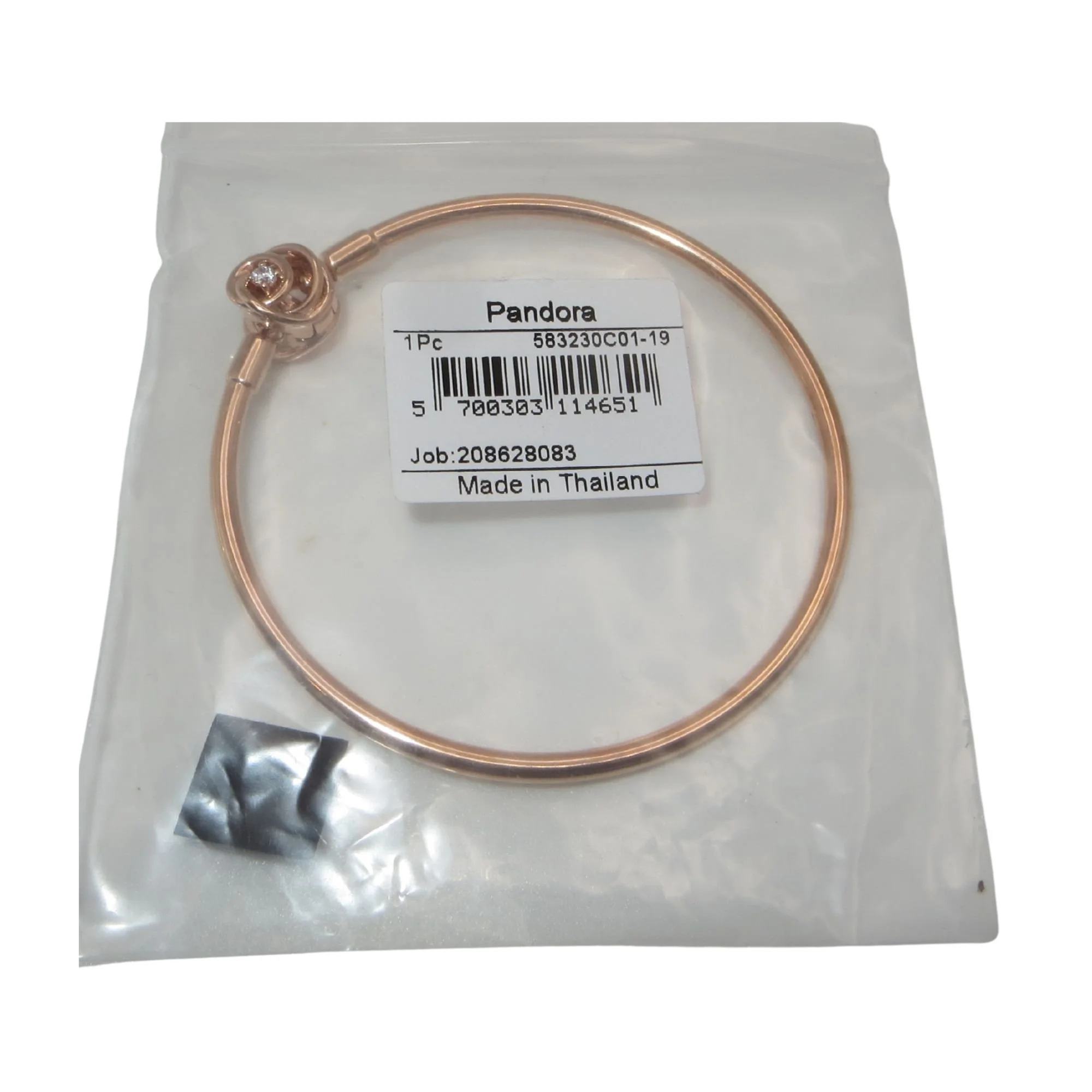 Pandora Encircled Clasp Clear CZ Rose Gold Plated SS .925 Charm Bracelet Size 7.5" 583230C01