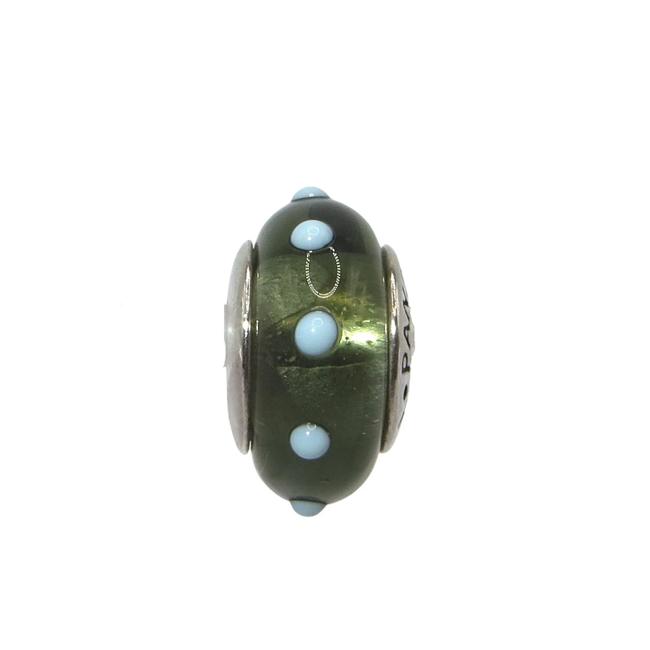 Pandora Seeing Spots Olive Green Murano Glass & SS .925 Charm 790631