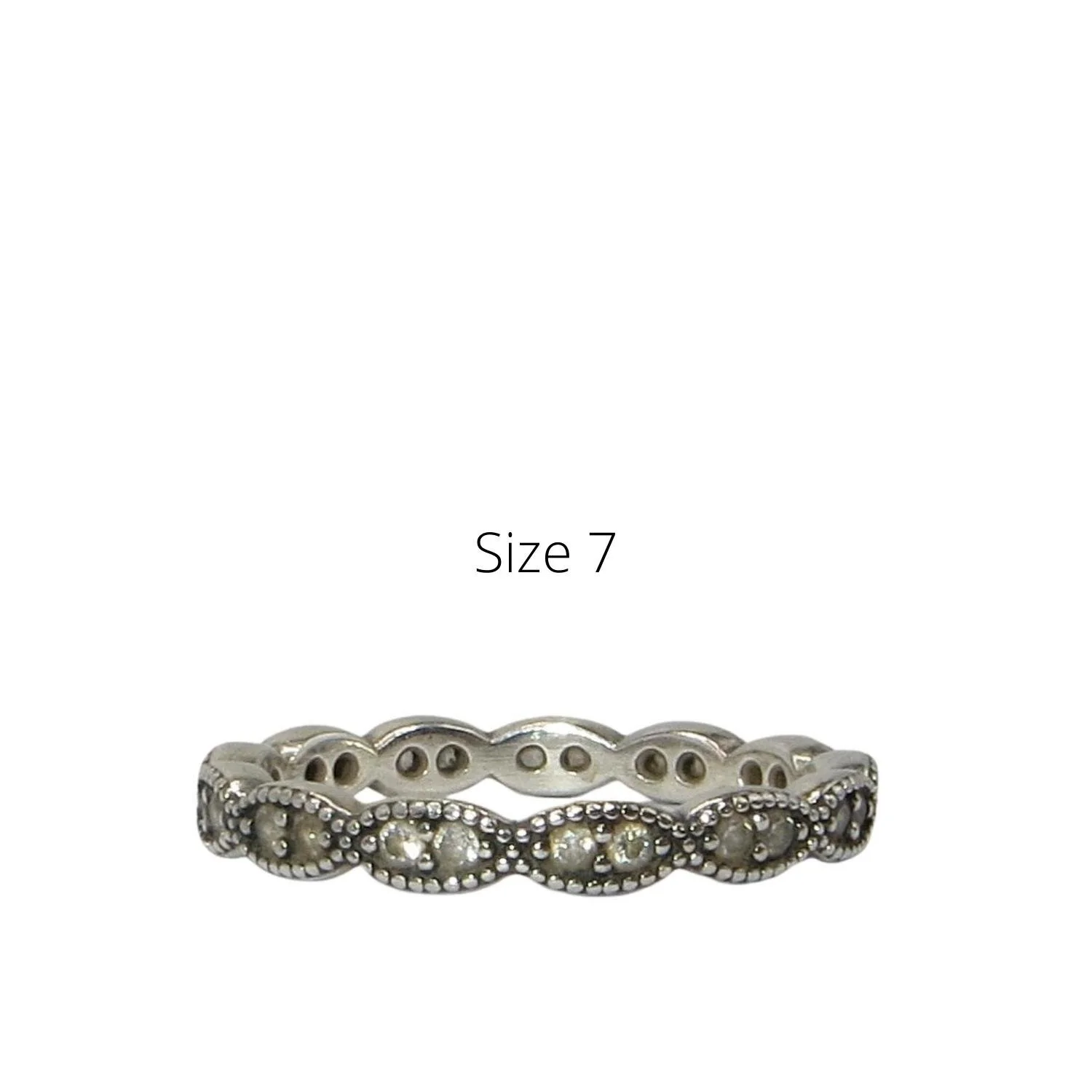 Pandora Sparkling Leaves Size 7 Clear CZ Sterling Silver Stack Ring 190923CZ