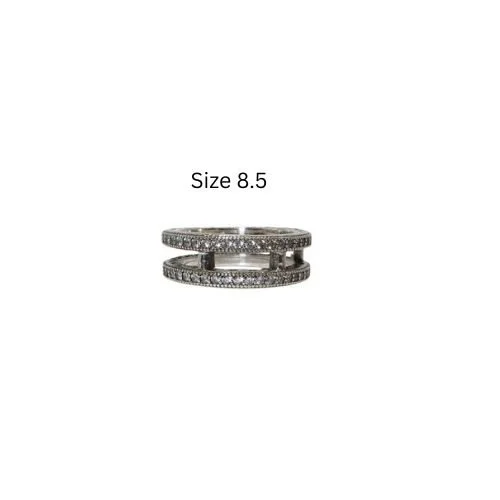 Pandora Double Hearts of Pandora Clear CZ & SS .925 Ring Size 8.5 196236CZ