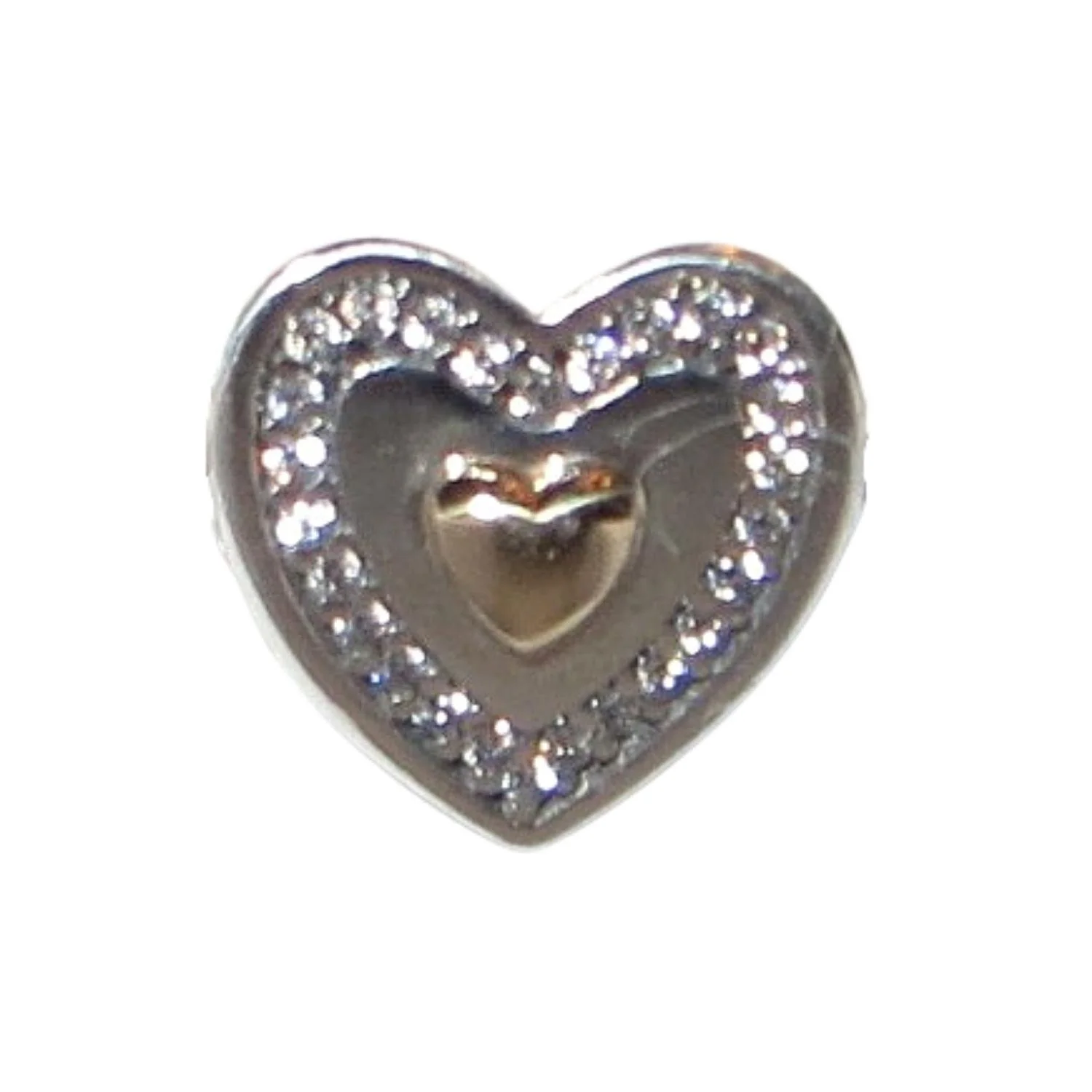 Pandora Always in my Heart 14k Gold & Sterling .925 Charm 791523CZ