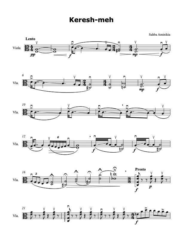 Kereshmeh (2007) for Viola solo