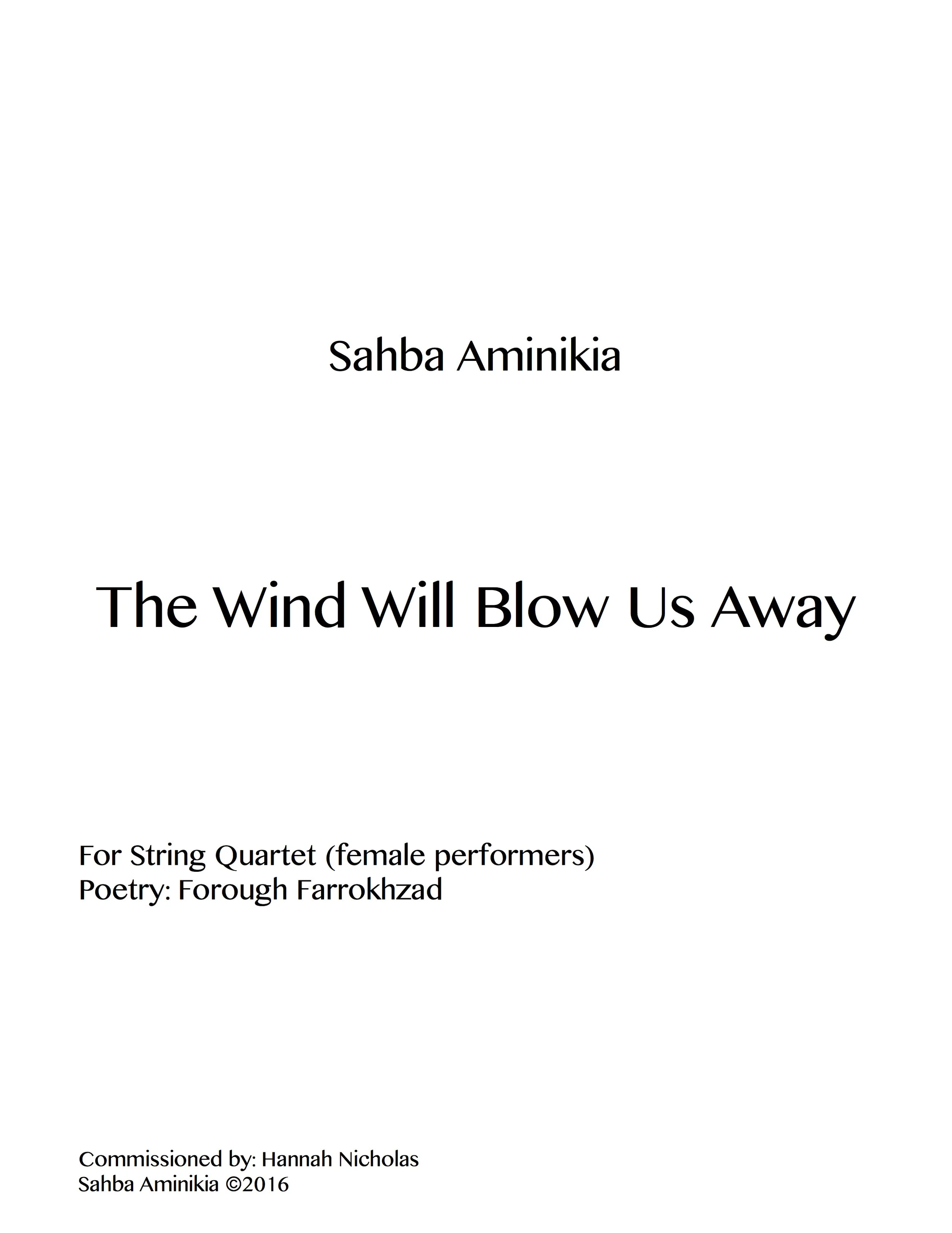 The Wind Will Blow Us Away (2016)