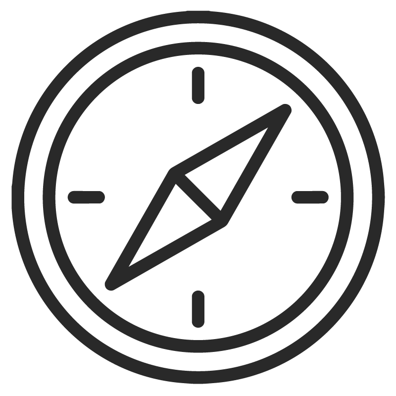 Geometric drawing of an outline square with sections divided by vertical, horizontal, and circle lines.