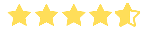Five gold stars with one outlined star at the end, indicating a five-star rating.