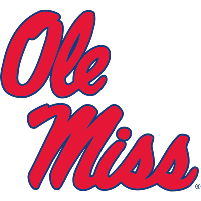 Ole Miss logo with red cursive text on a black background.