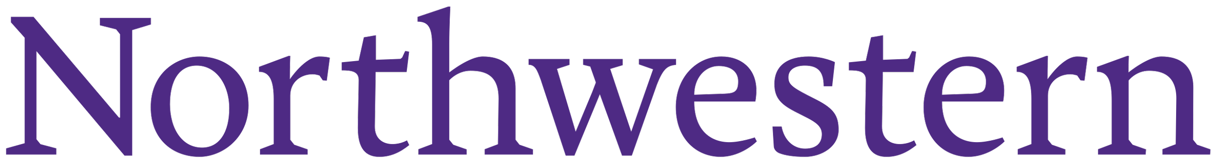 The word 'Northwestern' written in large purple letters on a black background.