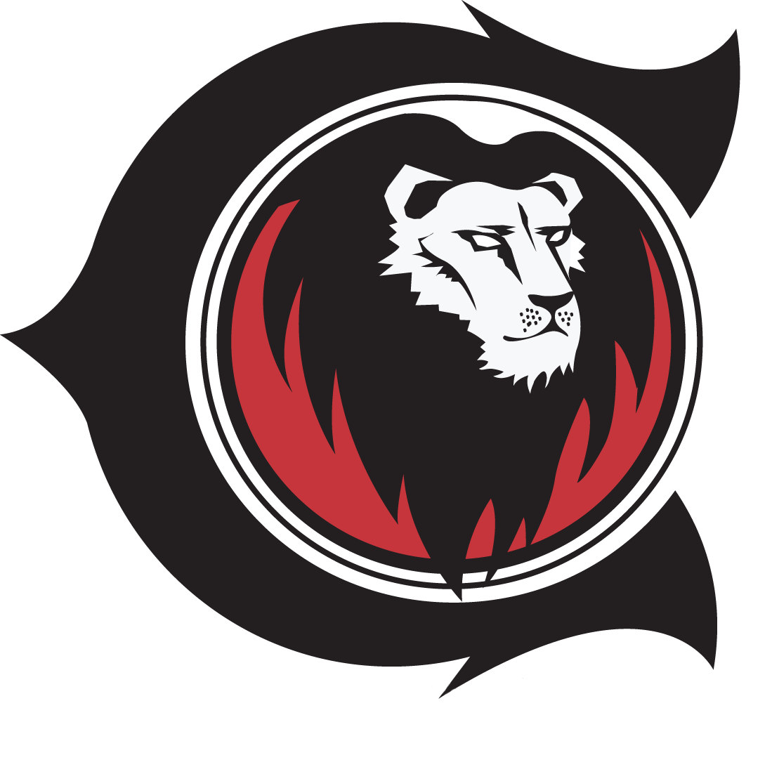 The Cambridge School of Dallas athletics logo featuring a lion's face inside a circular emblem with black, white, and red colors.