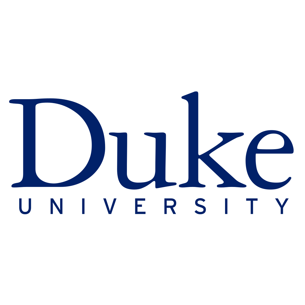 Duke University logo with the school name in blue text.