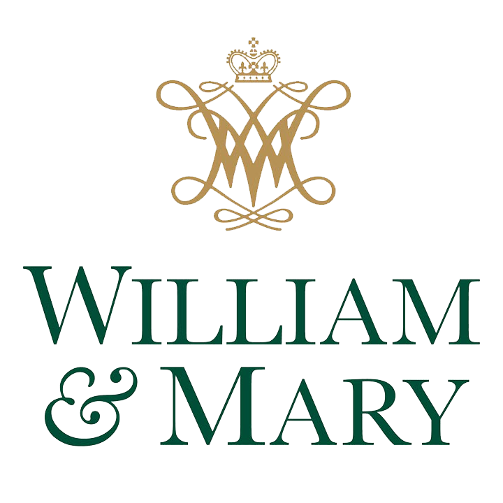 Decorative text reading "William & Mary" with a crown and ornate monogram above.