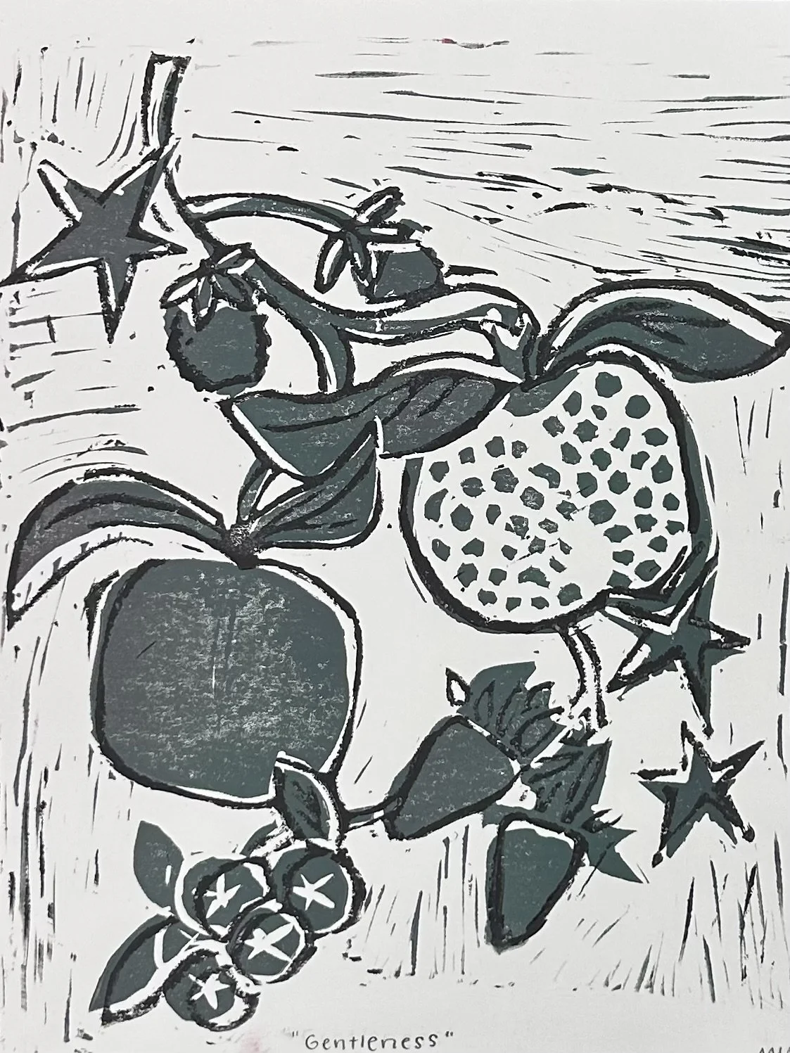 “Gentleness” Fruits of the Spirit Linocut Print