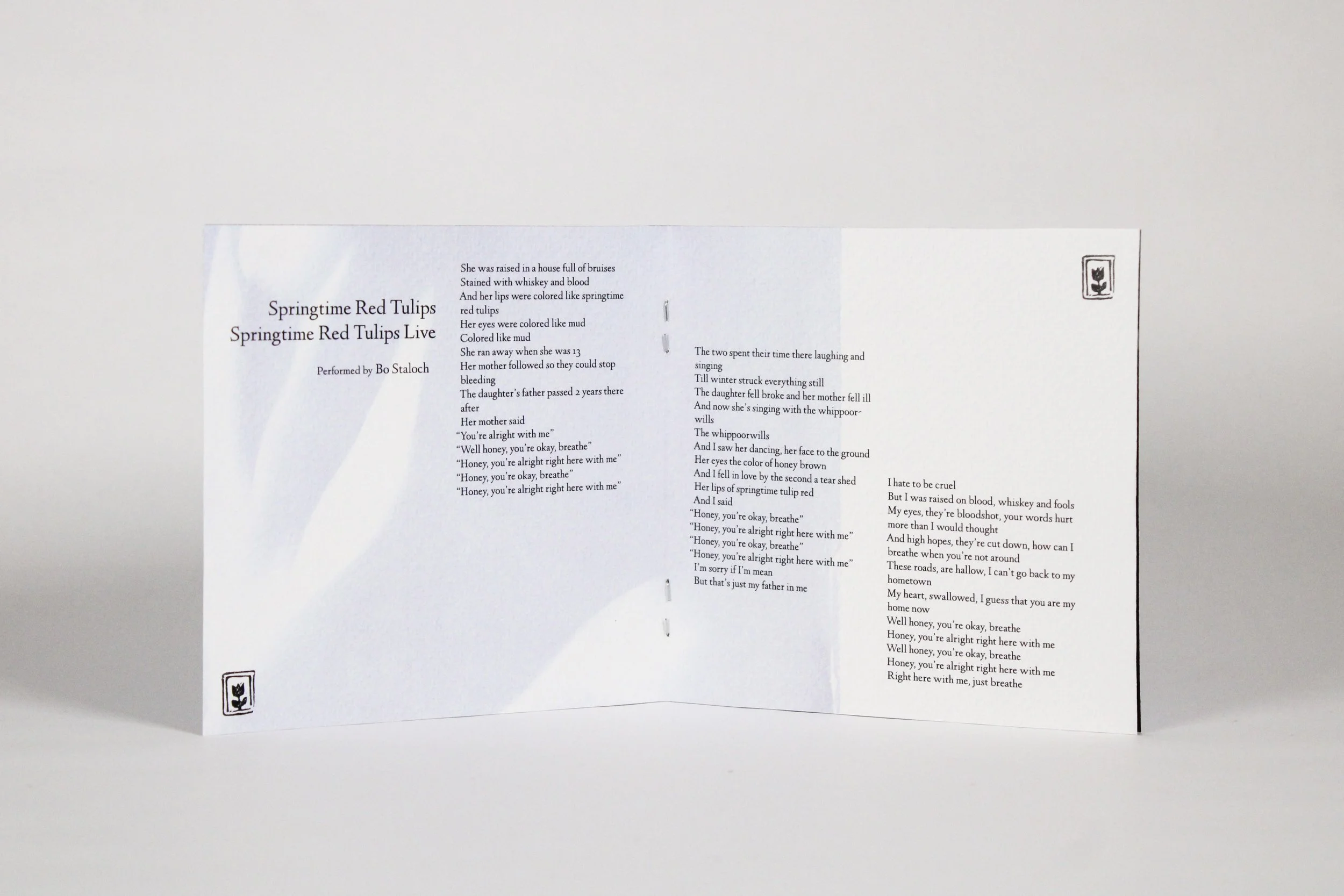 “Springtime Red Tulips” CD Packaging Lyrics