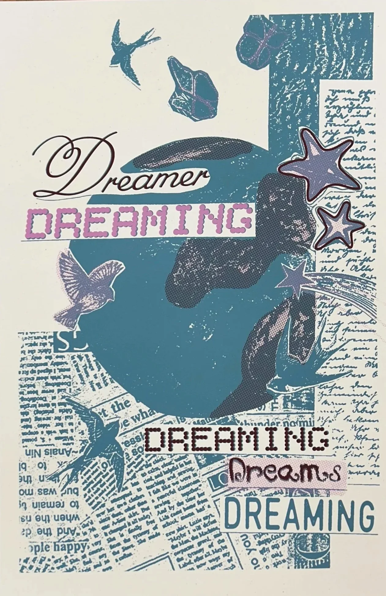 "Dreaming" Self Portrait Screenprint