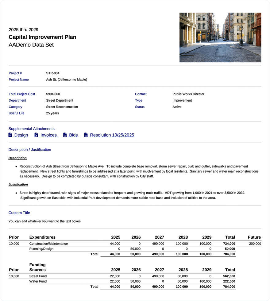 Cip Example Projects Capital Improvement Plan Software CIP | Plan It