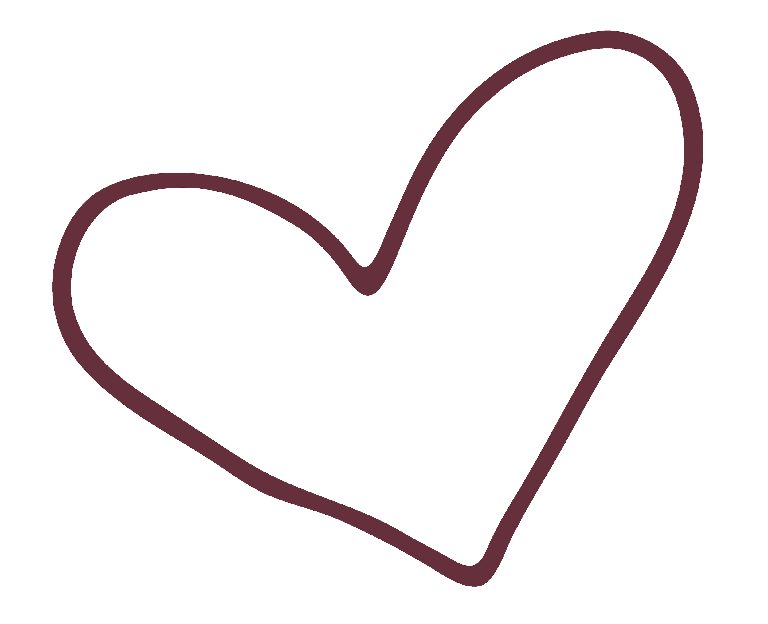 Outline of a heart with a thick, dark border.
