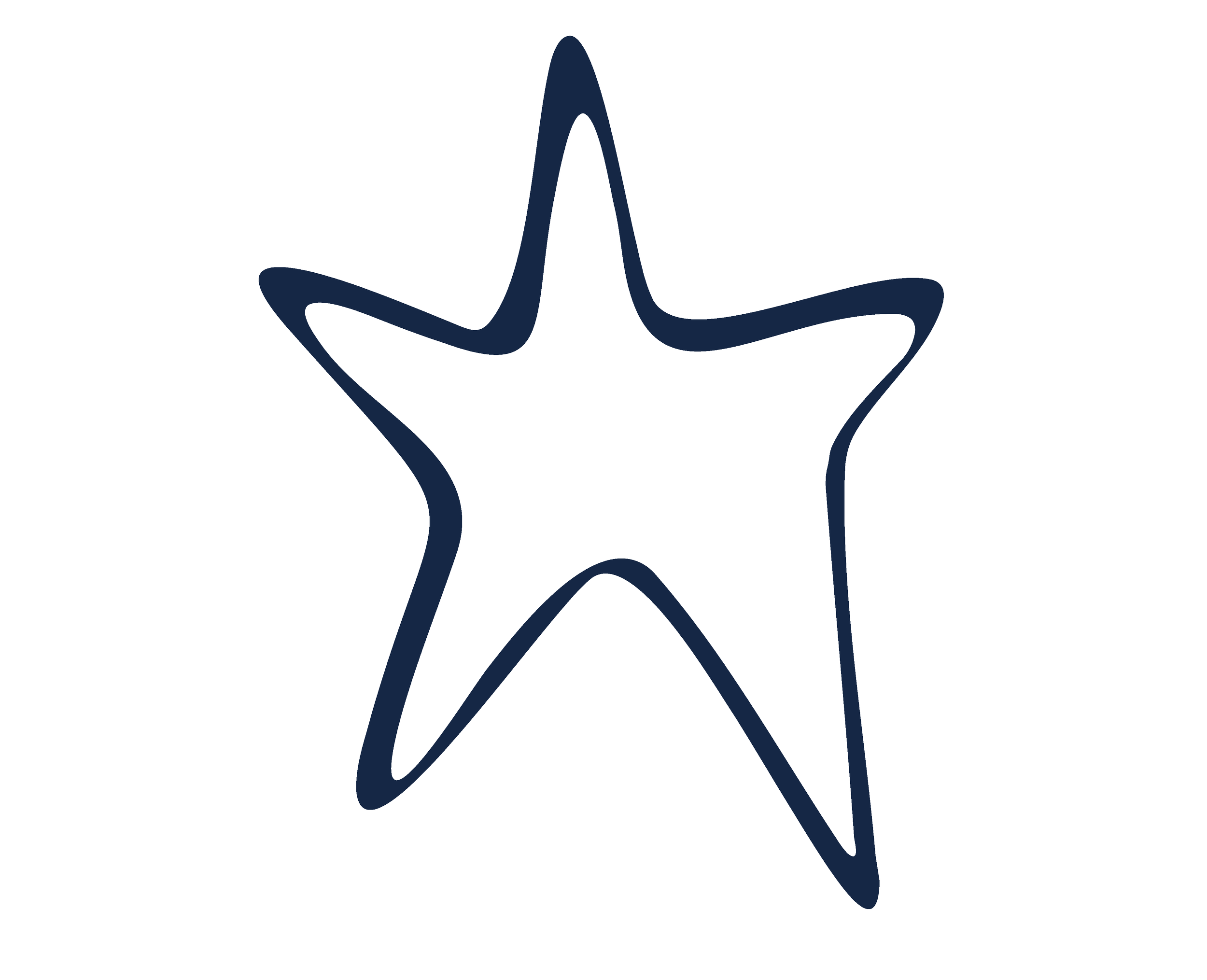 Outline of a five-pointed star in dark blue.
