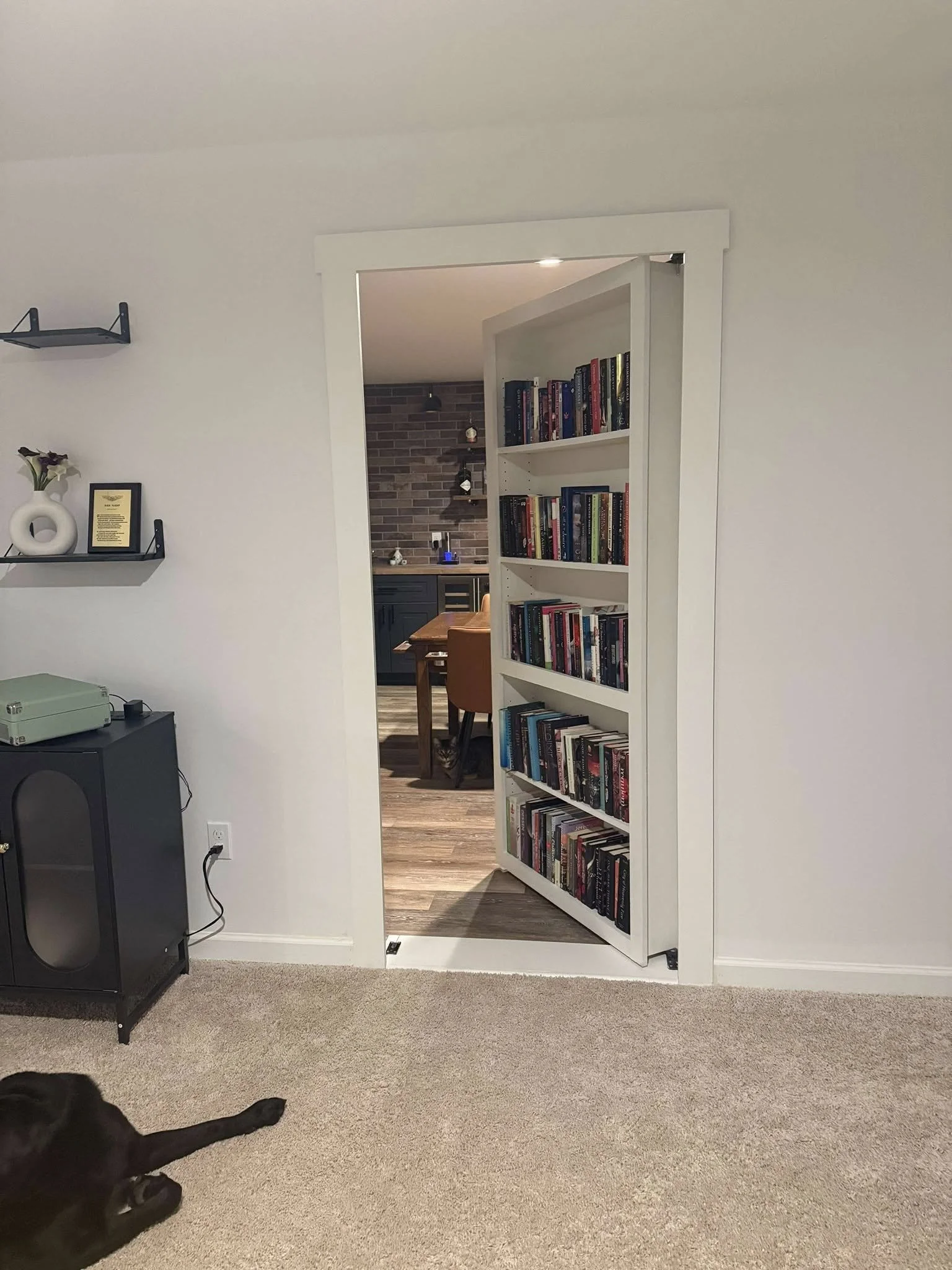 Hidden room with bookshelf door