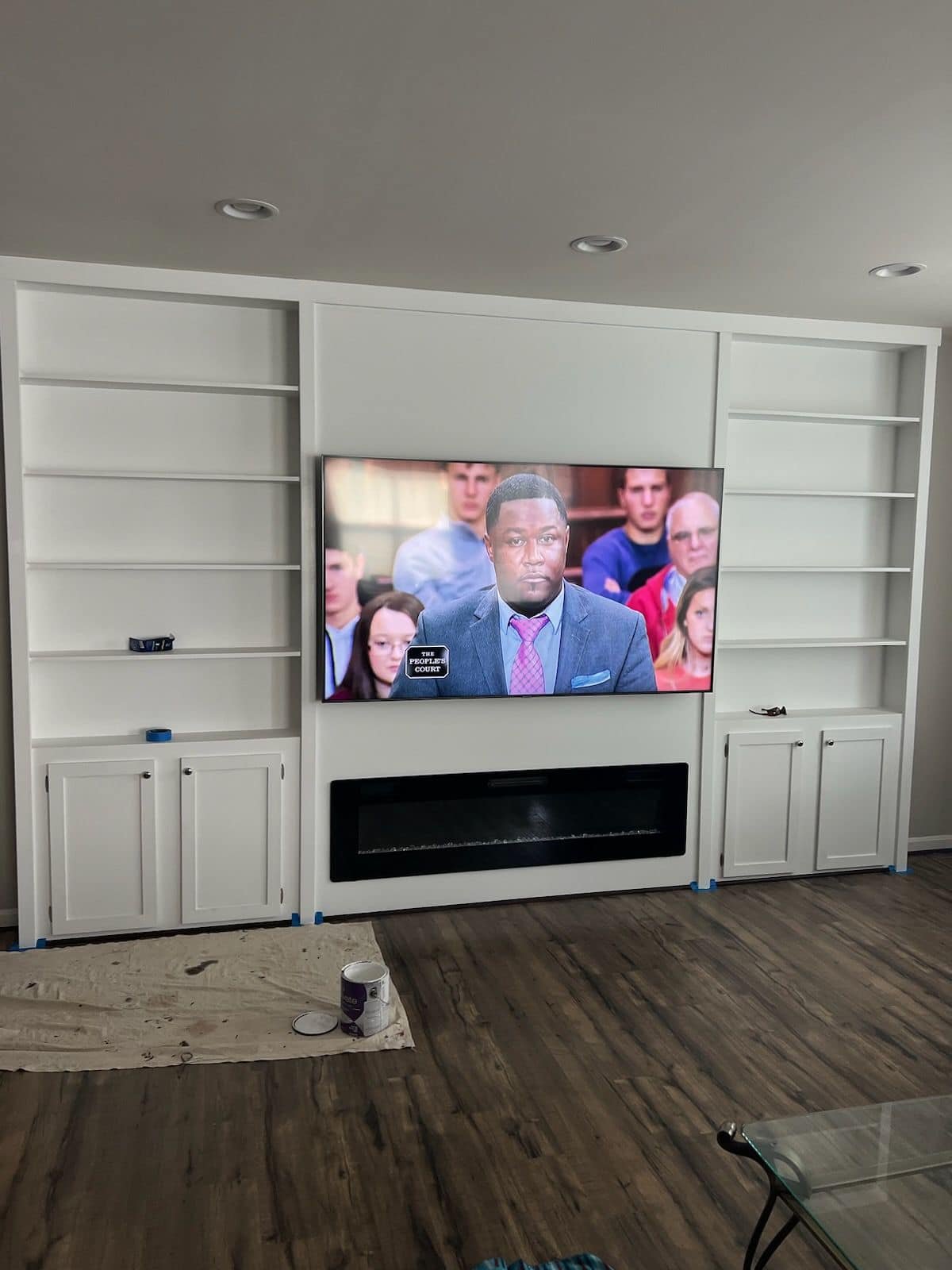 Custom book shelf in living room