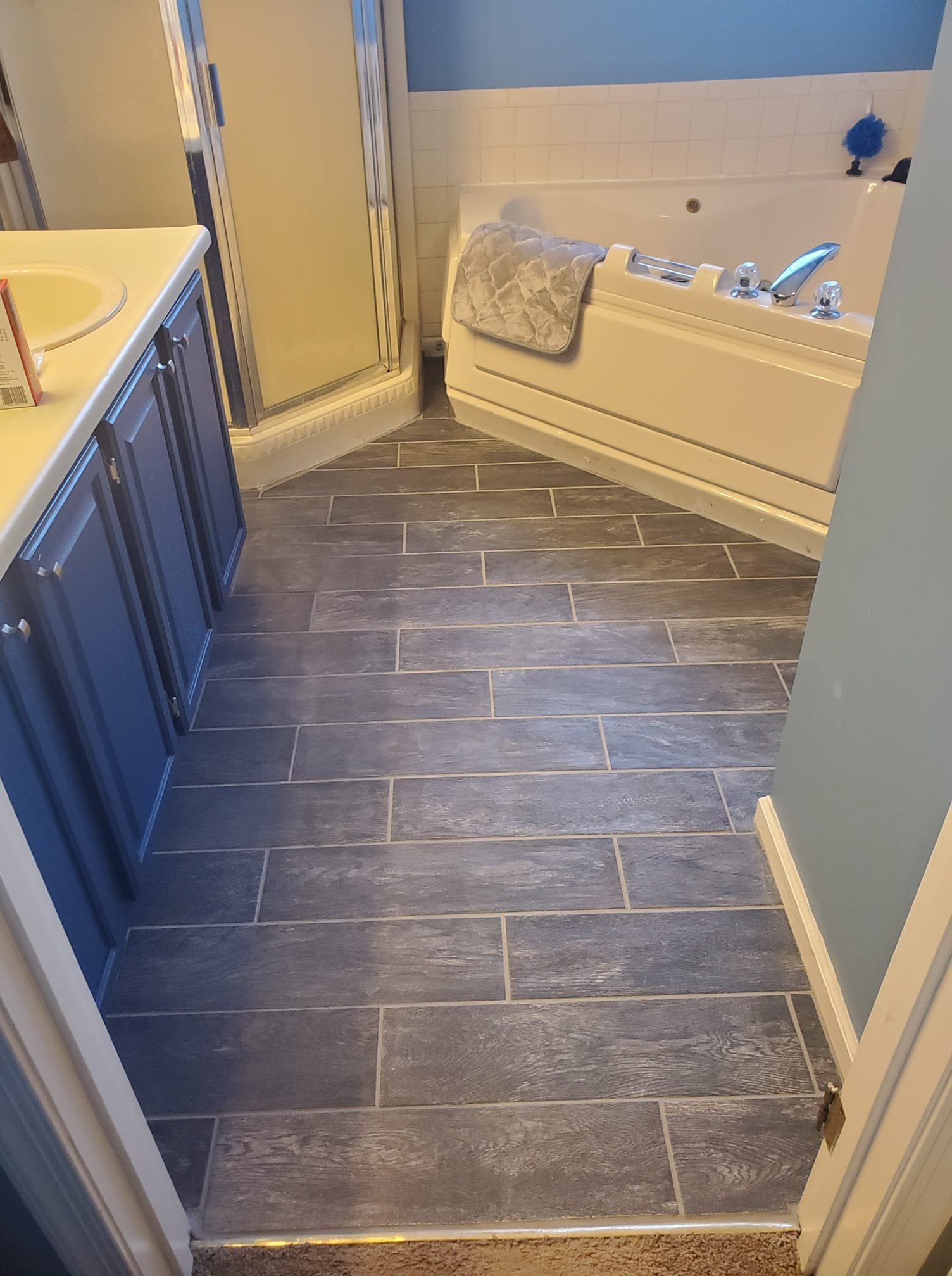 New tile floor in bathroom