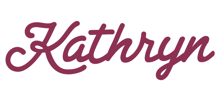 The name 'Kathryn' written in a cursive, maroon-colored font.