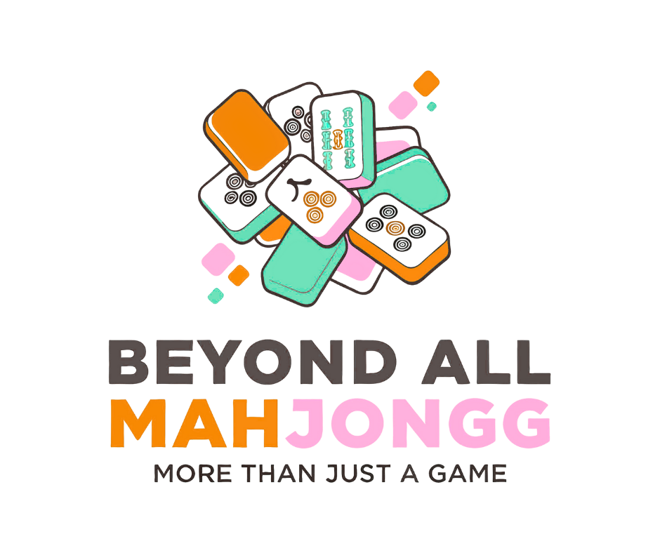 A digital illustration of multiple overlapping smartphones with a colorful, abstract background. Text reads: 'Beyond All Mahjong: More Than Just a Game'.