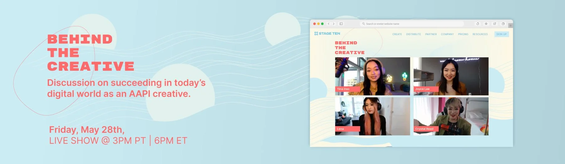 BRANDING FOR AN ONLINE BROADCAST FEATURING AAPI CREATIVES.