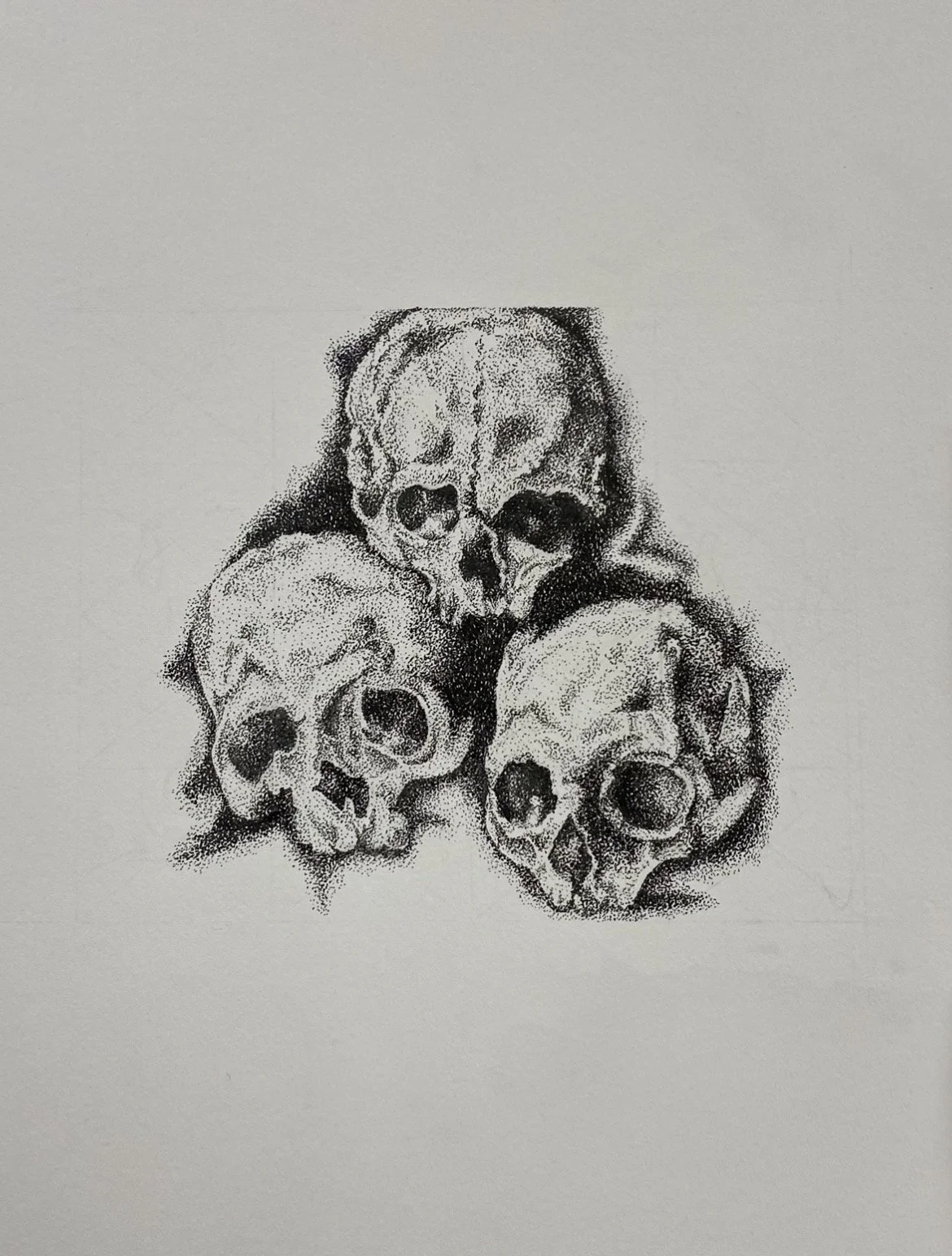 Three Skulls Texture Drawing