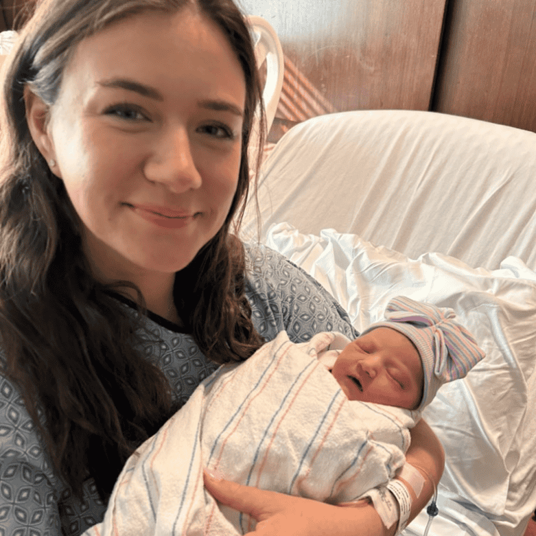 mother holding newborn after birth natural childbirth experience Alpharetta GA