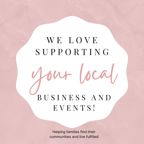 We love supporting local buisiness image, pink background.